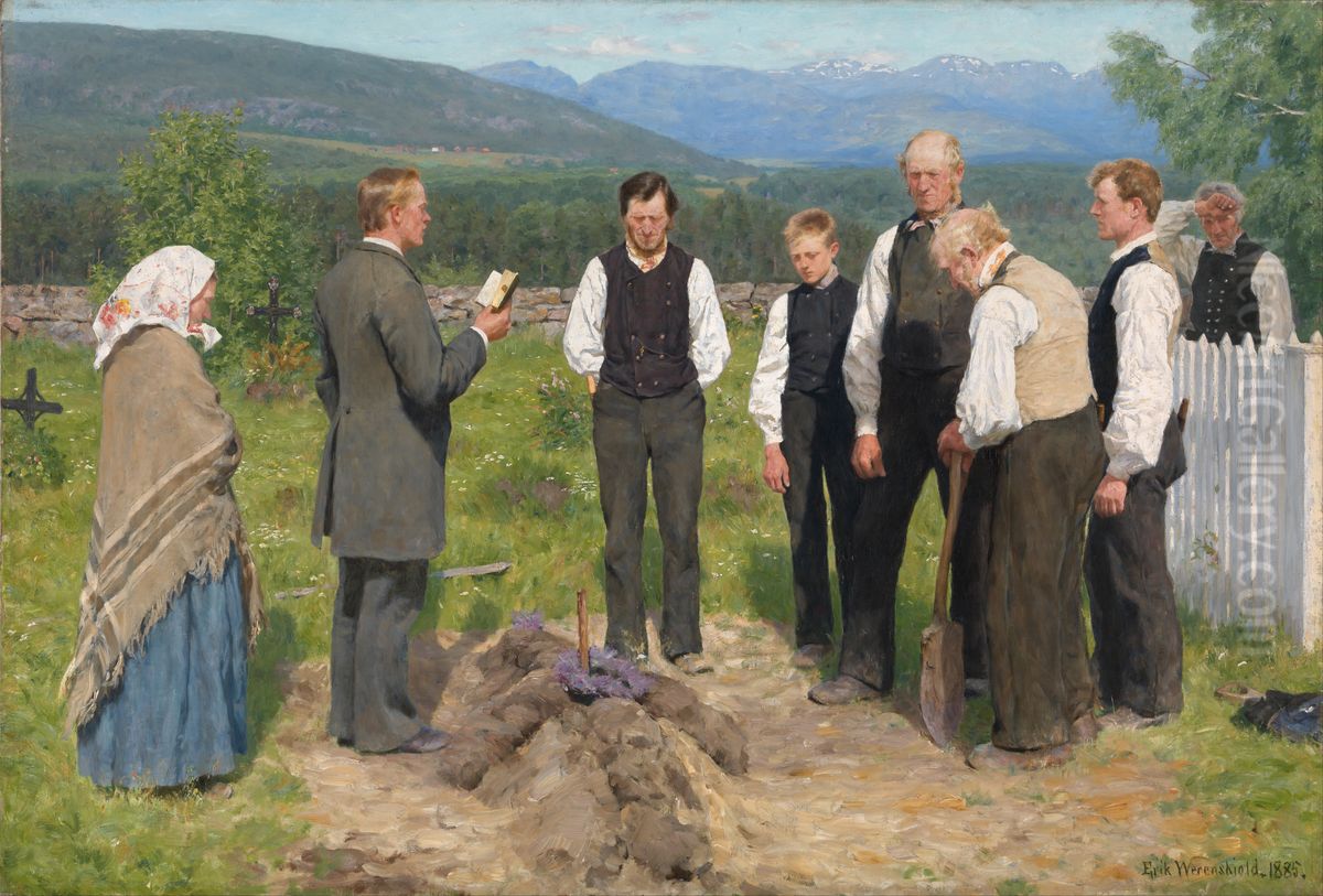 Peasant Burial Oil Painting by Erik Werenskiold