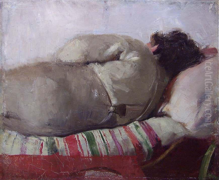 En sovende mann Oil Painting by Christian Krohg