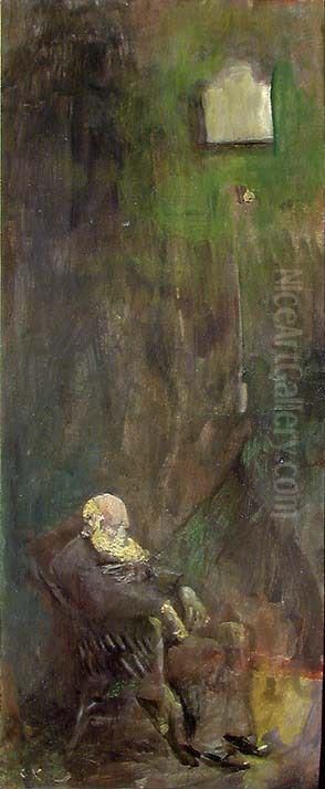 Five to twelve Oil Painting by Christian Krohg