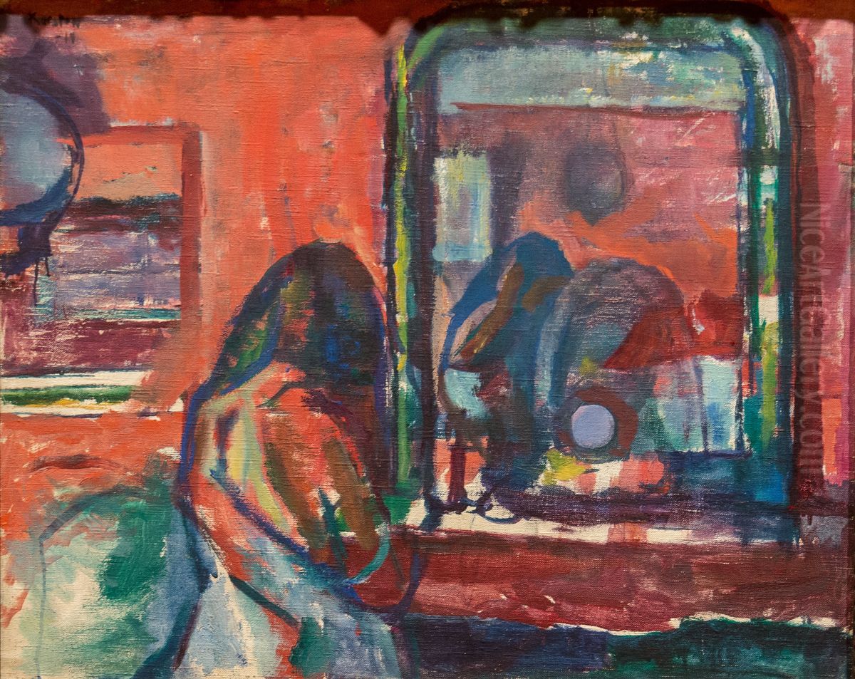 At the Mirror Oil Painting by Ludvig Karsten