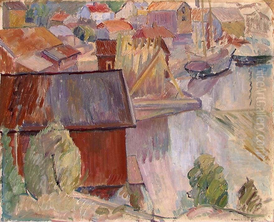 View from Brevik in Telemark Oil Painting by Oluf Wold-Torne