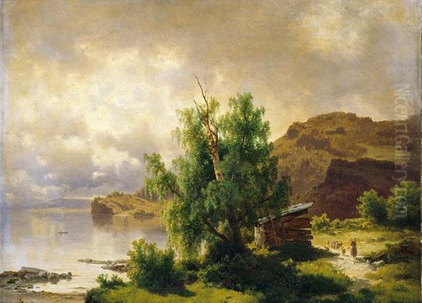 View of Holsfjorden, Ringerike Oil Painting by Joachim Frich