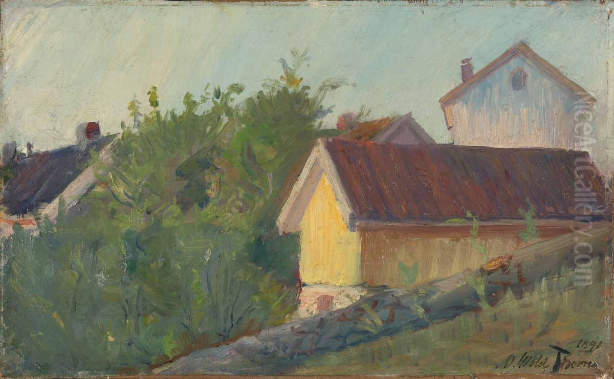 Houses in Son Oil Painting by Oluf Wold-Torne