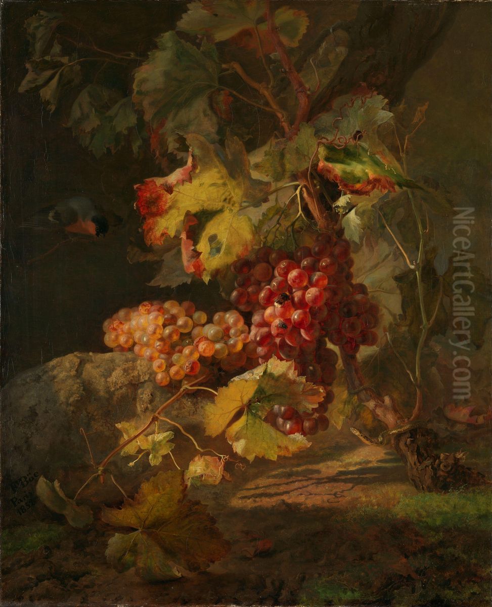 Still Life with Grapes Oil Painting by Frants Diderik Boe