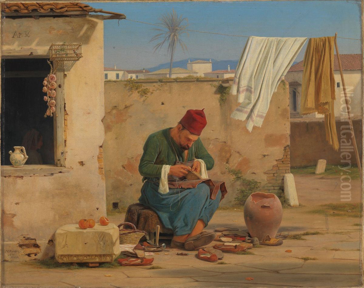 Gresk skomaker Oil Painting by Martinus Rorbye