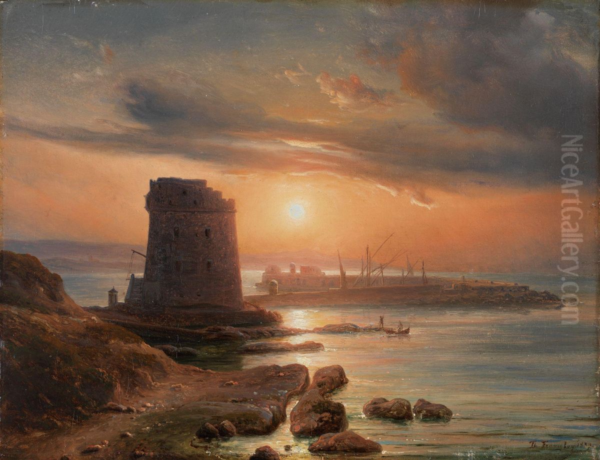 Havnen i Agrigento Oil Painting by Thomas Fearnley