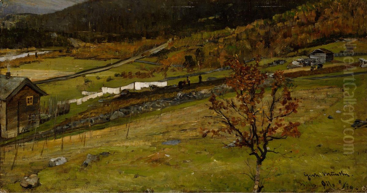 Autumn Landscape, Oylo Oil Painting by Gerhard Munthe