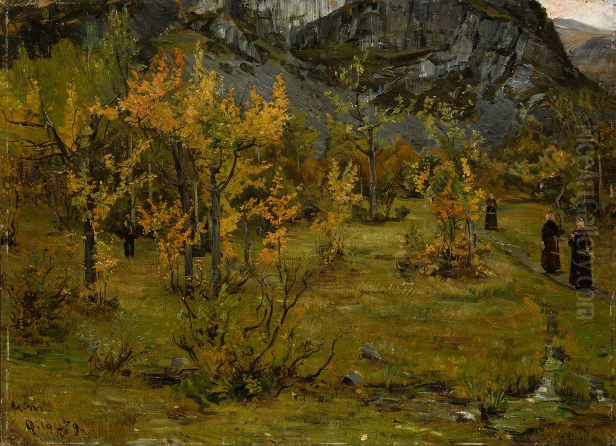Autumn Landscape, Oylo Oil Painting by Gerhard Munthe