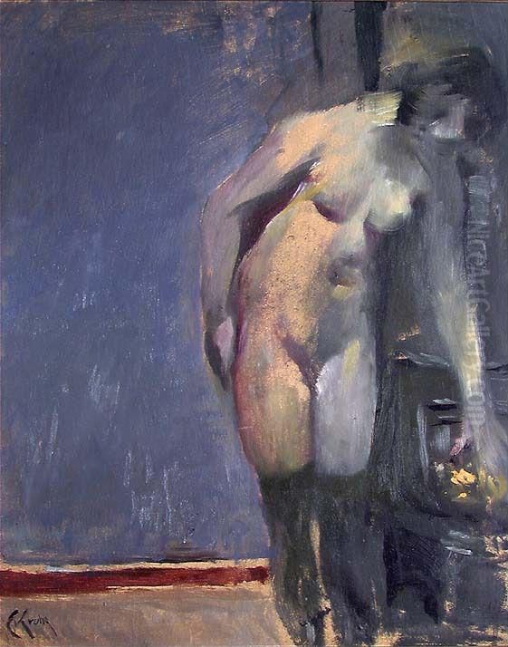 I pausen Oil Painting by Christian Krohg