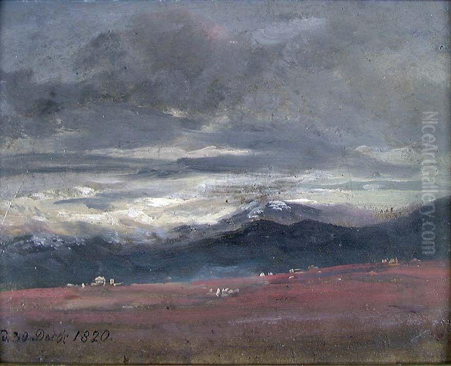 Landscape with Snow-Capped Mountains Oil Painting by Johan Wilhelm Ludwig Dahl