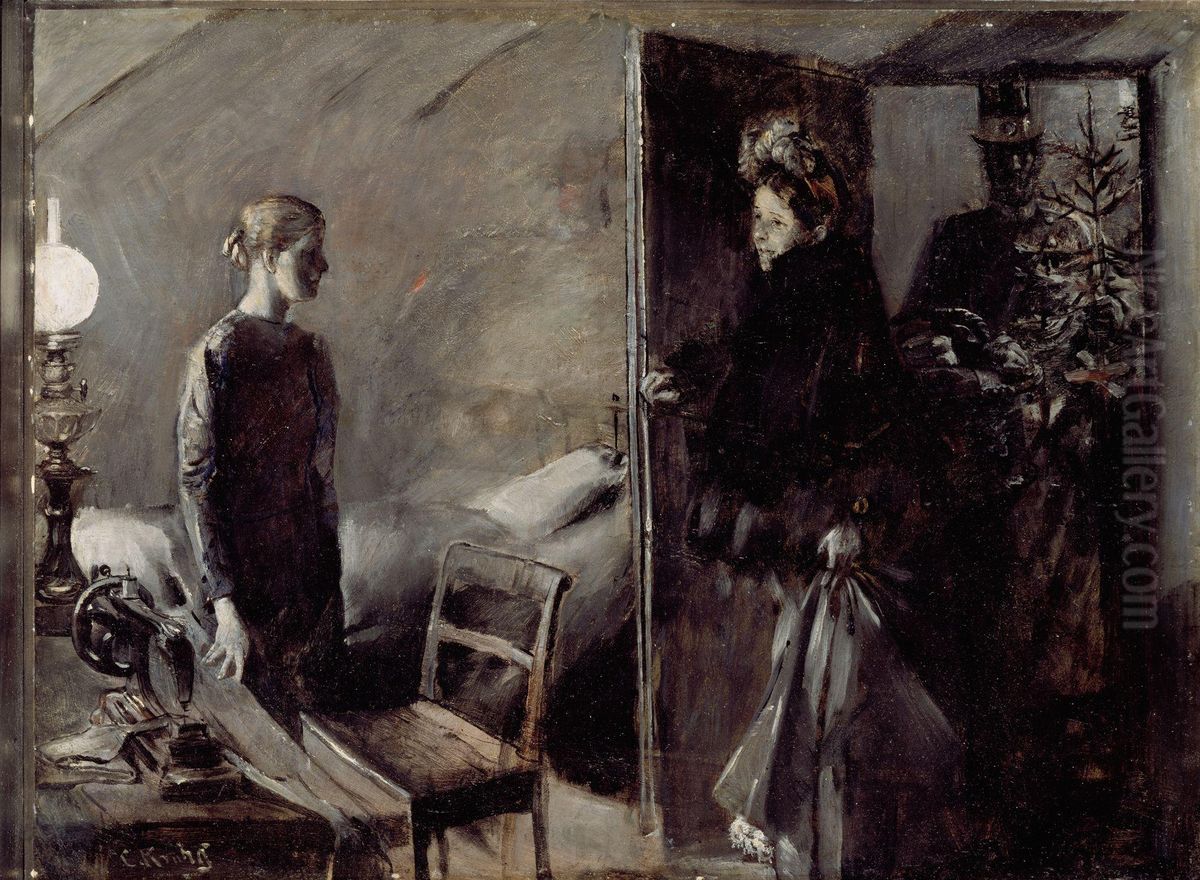 Jul Oil Painting by Christian Krohg