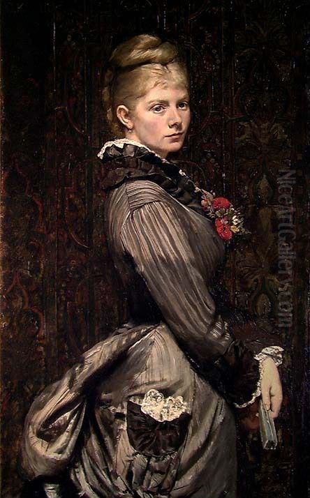 Portrait of Lucy Parr Egeberg, 1876 Oil Painting by Christian Krohg