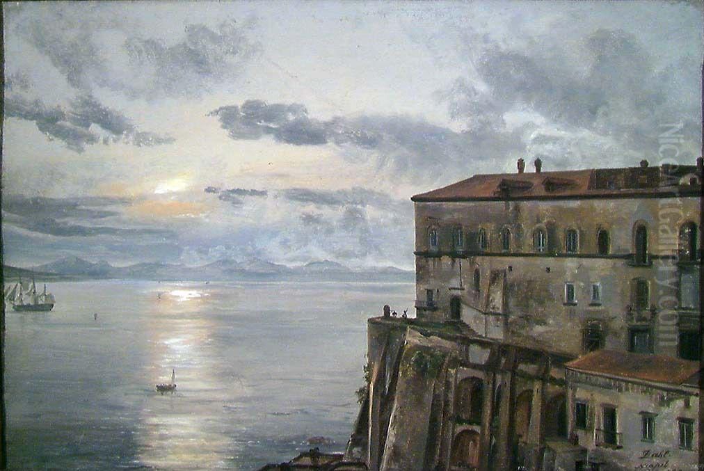 The Barracks at Pizzofalcone, Naples Oil Painting by Johan Wilhelm Ludwig Dahl