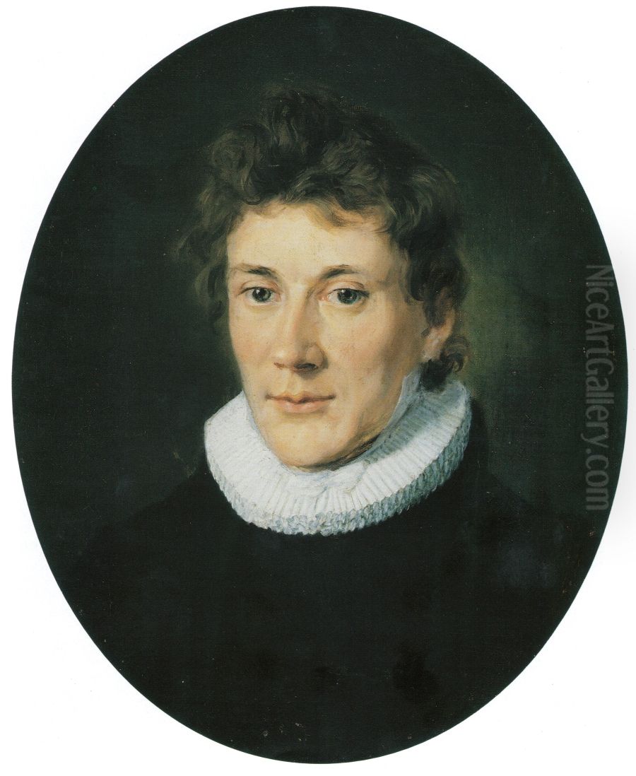 Portrait of the Artist's Brother Christian B. Stoltenberg? Oil Painting by Mathias Stoltenberg