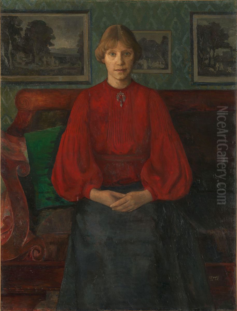 Kunstnerens hustru, malerinnen Kristine f. Laache Oil Painting by Oluf Wold-Torne