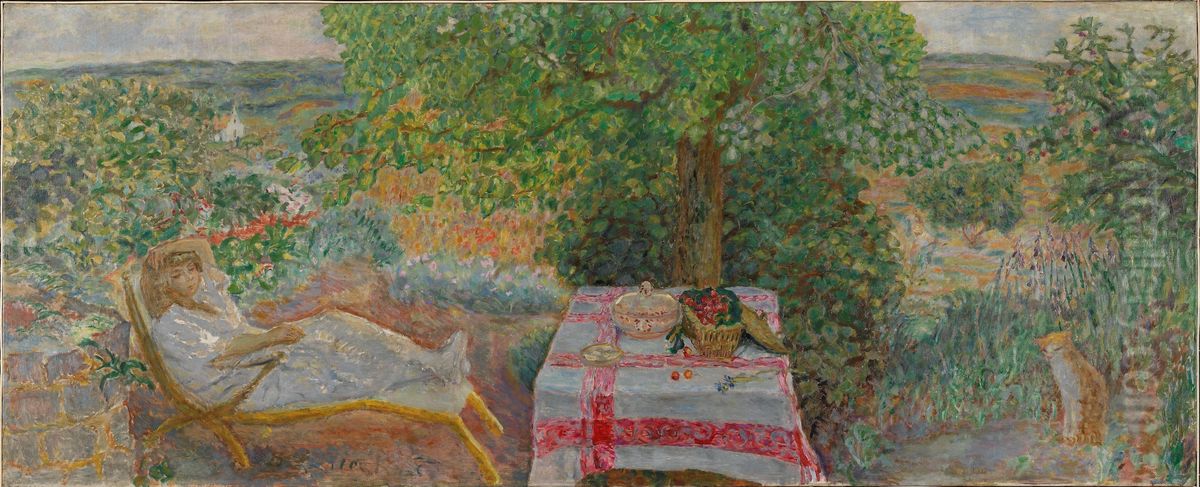 Woman in a Landscape Oil Painting by Pierre Bonnard