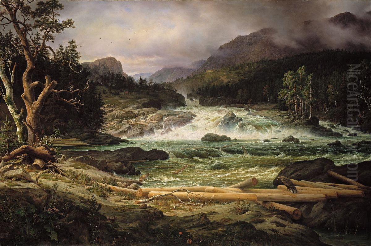 The Labro Falls at Kongsberg Oil Painting by Thomas Fearnley