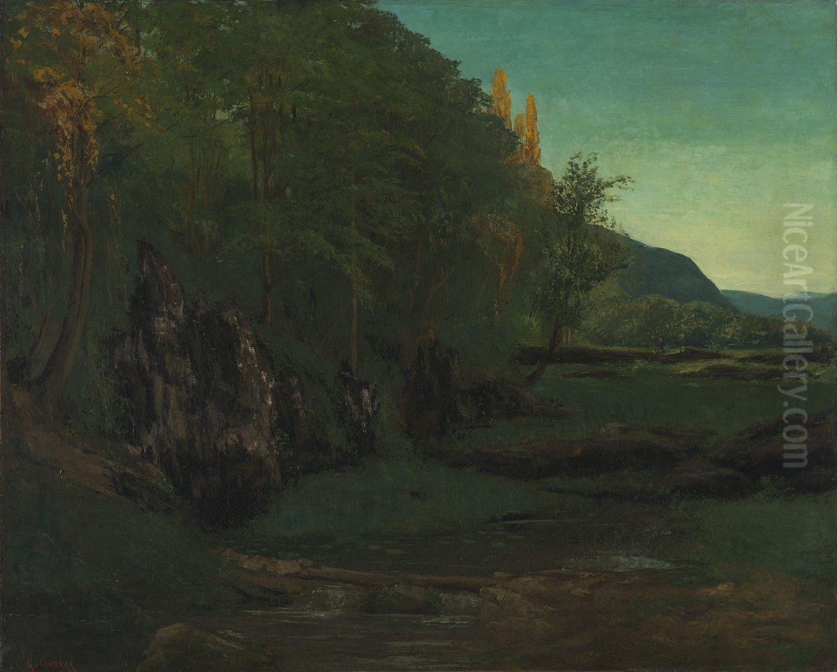 Landscape from Jura Oil Painting by Gustave Courbet