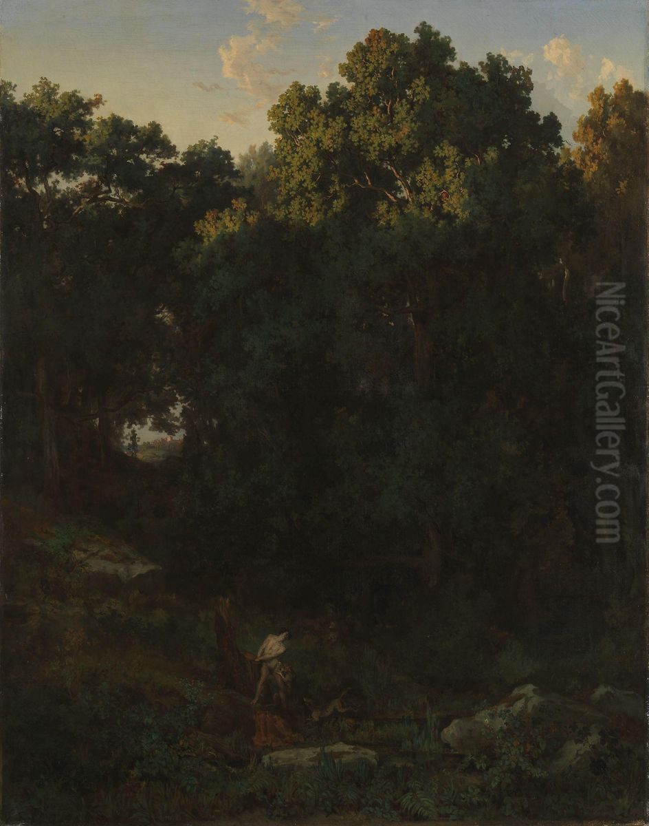 Landskap med Milon fra Kroton Oil Painting by Francois-Louis Francais