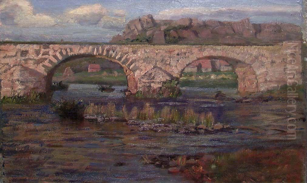 Landscape with Bridge Oil Painting by Frederik Collett