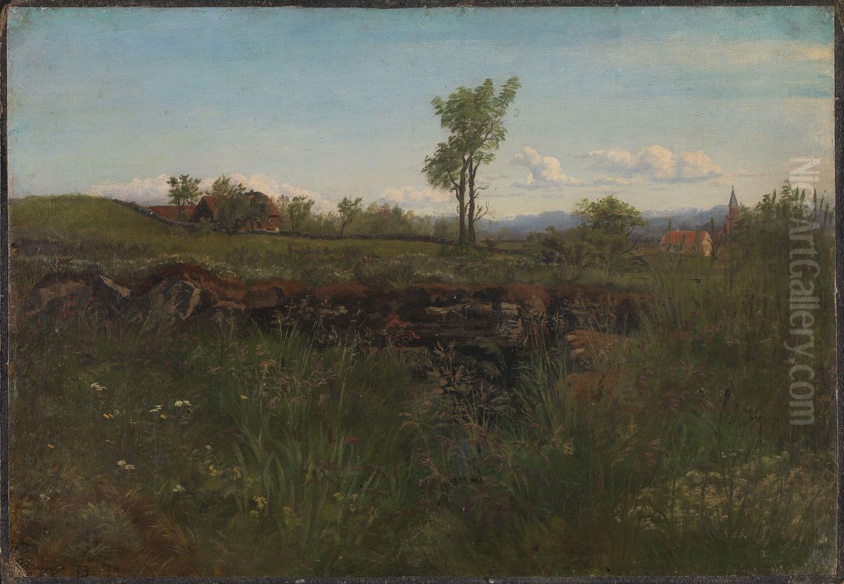 Landscape Study from the Environs of Carlsruhe Oil Painting by Kitty Lange Kielland