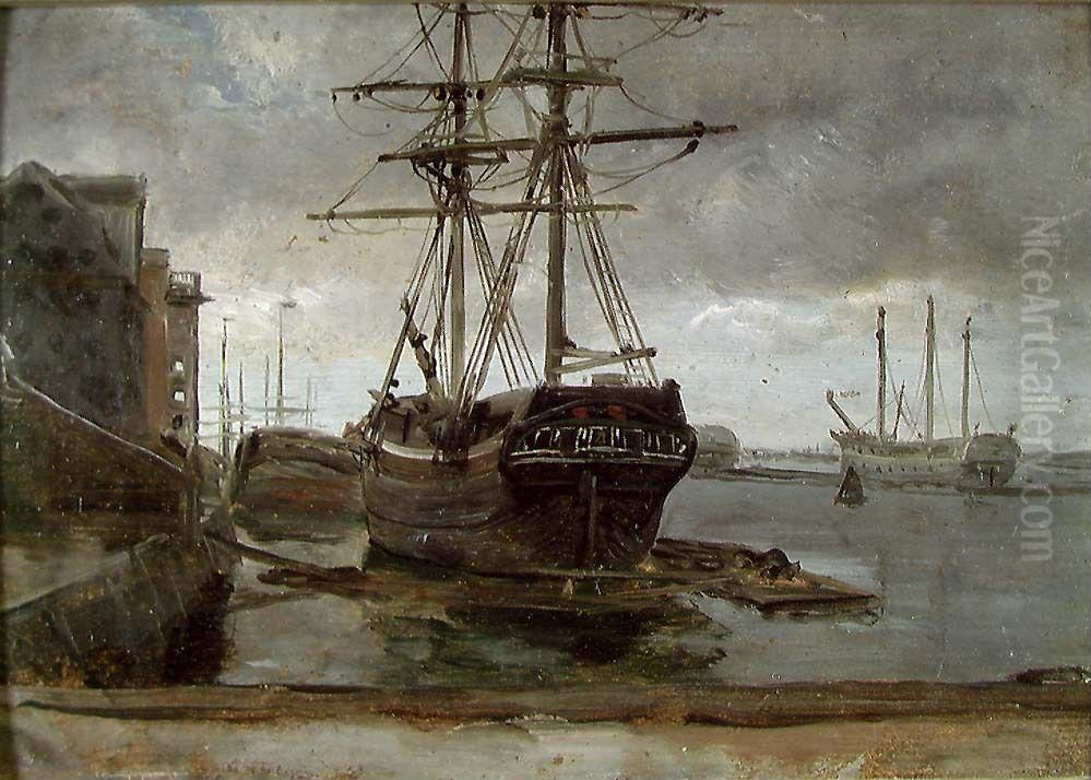 View at Larsens Plads Copenhagen Oil Painting by Johan Wilhelm Ludwig Dahl