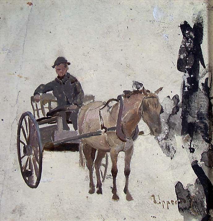 Man with Horse and Cart Oil Painting by Frederik Collett