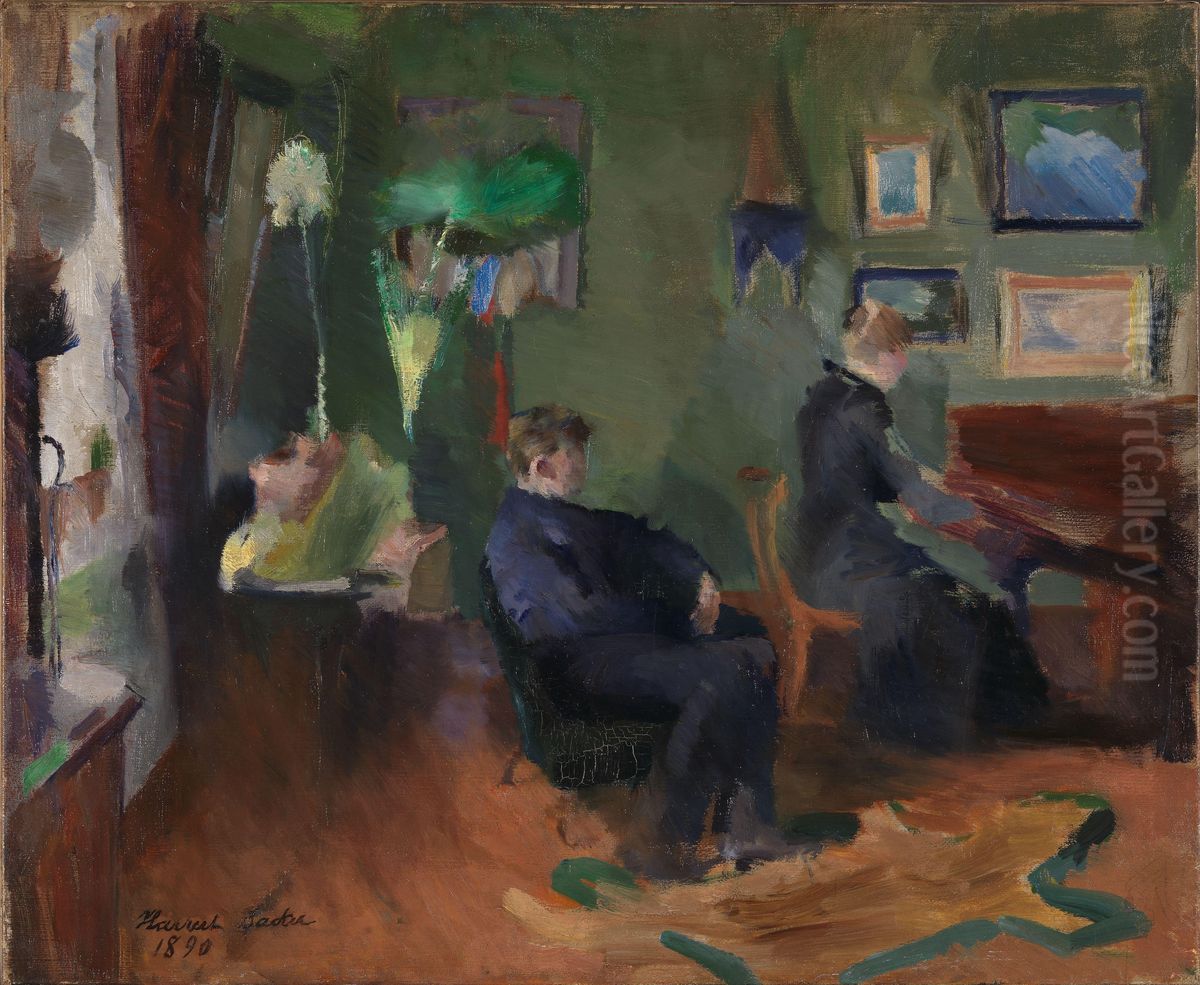 Music, Interior form Kristiania Oil Painting by Harriet Backer