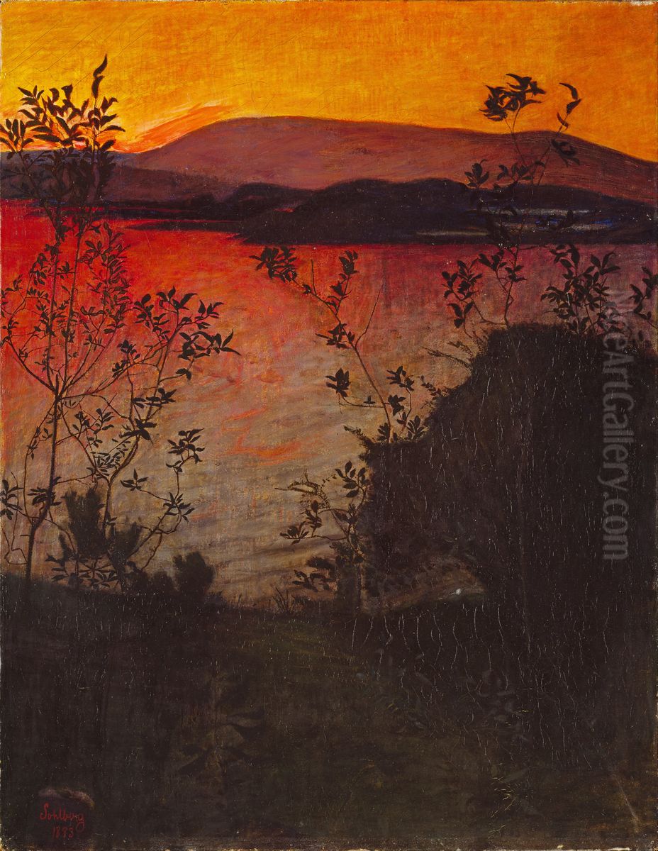 Evening Glow Oil Painting by Harald Oscar Sohlberg