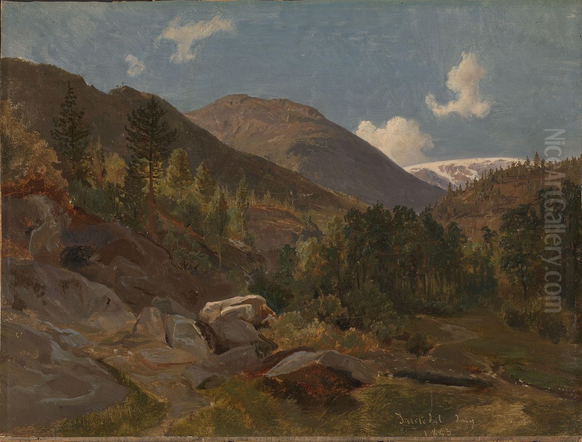 Norwegian Landscape Oil Painting by Hermann Kauffmann the Elder