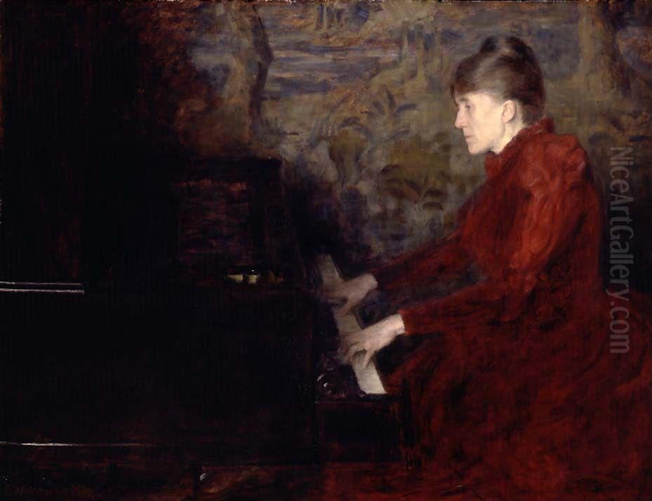 Portrait of the Pianist Erika Nissen Oil Painting by Erik Werenskiold