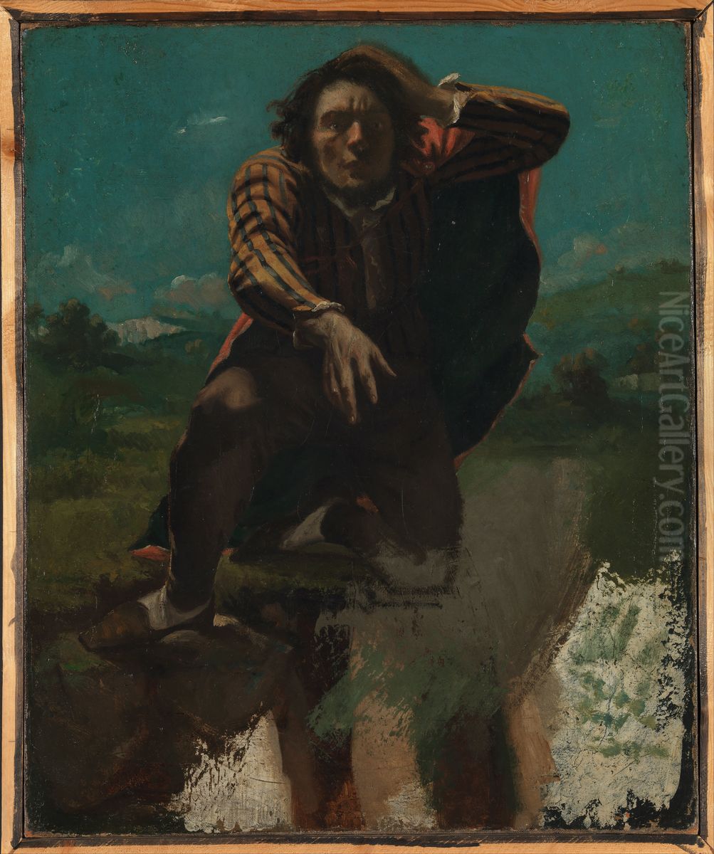 The Man Made Mad with Fear Oil Painting by Gustave Courbet