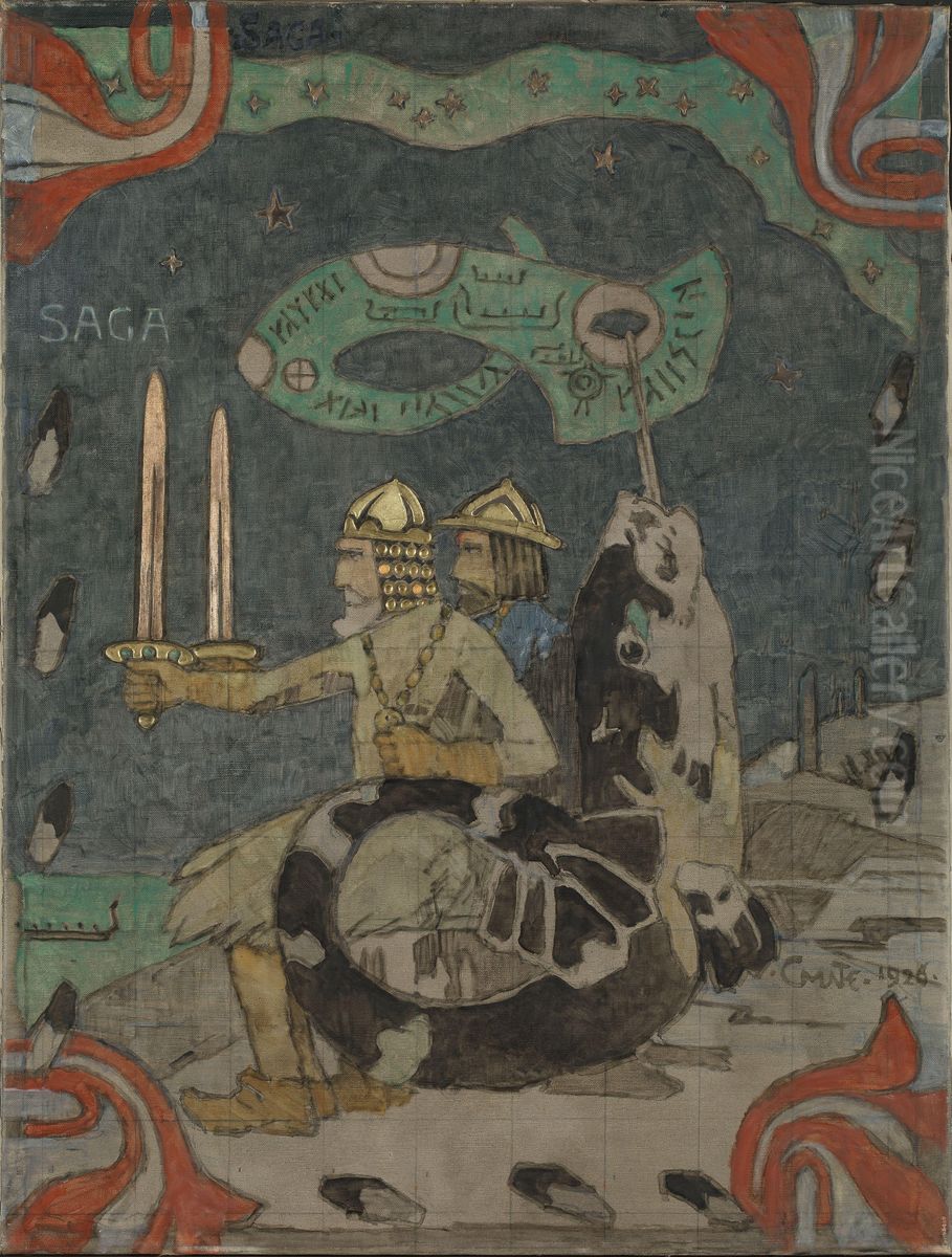 Saga Oil Painting by Gerhard Munthe