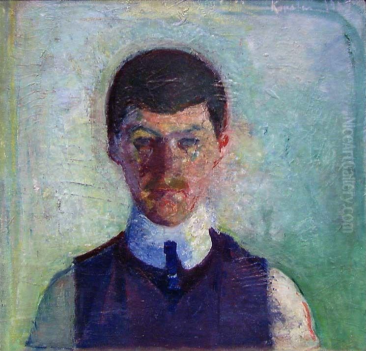 Selvportrett Oil Painting by Ludvig Karsten
