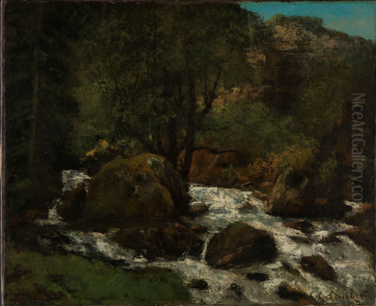 Forest Brook, Jura Oil Painting by Gustave Courbet
