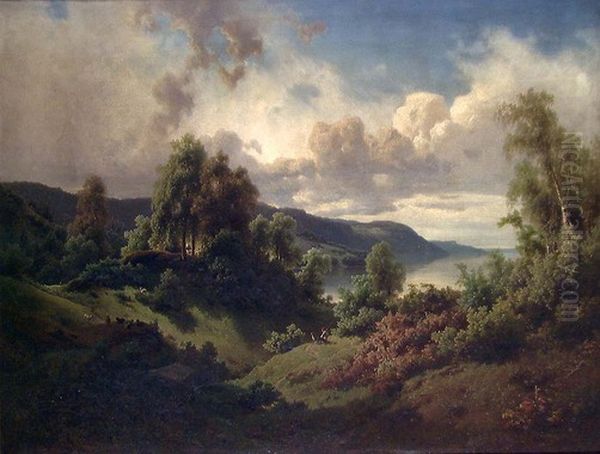 Sommerlandskap Oil Painting by Joachim Frich