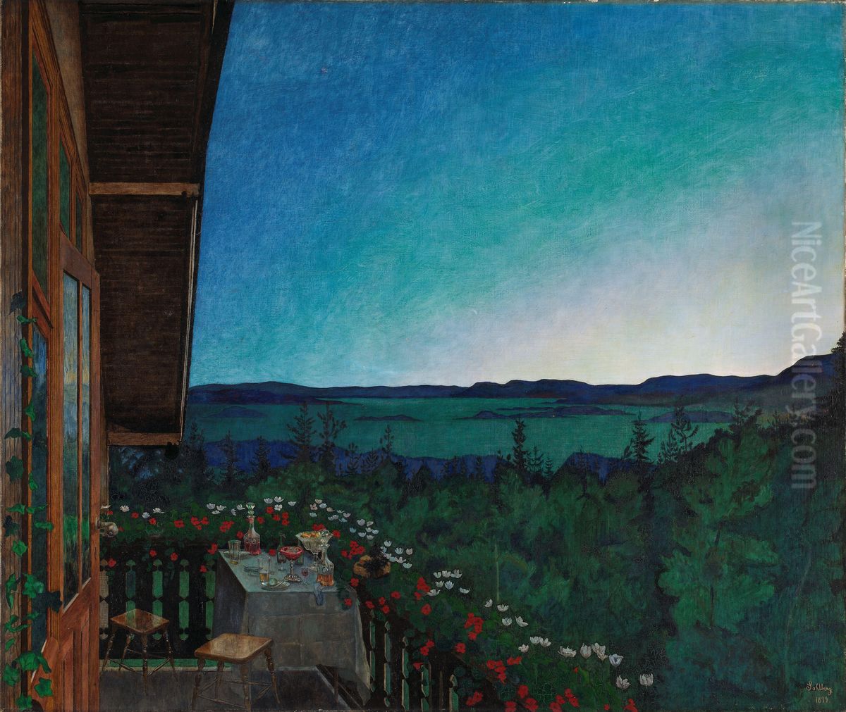 Sommernatt Oil Painting by Harald Oscar Sohlberg