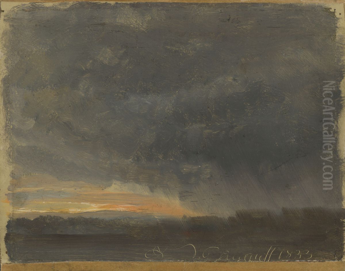 Storm Clouds with Rain Oil Painting by Johan Wilhelm Ludwig Dahl