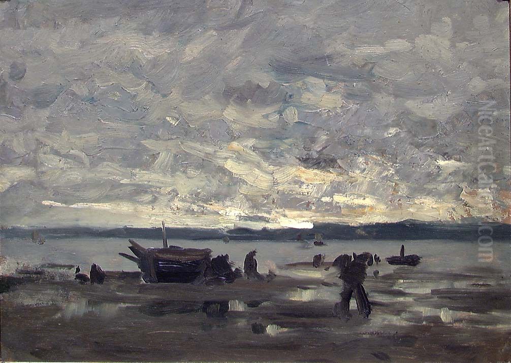 Strandparti Oil Painting by Ole Juul
