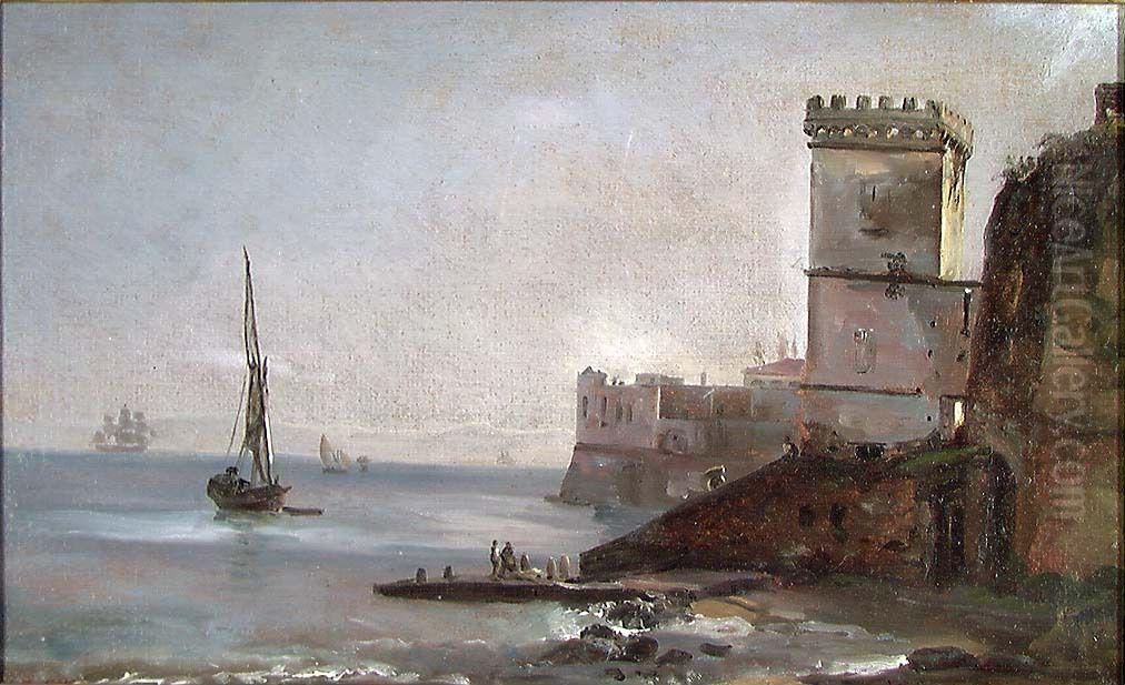 Coast near Posillipo Oil Painting by Johan Wilhelm Ludwig Dahl