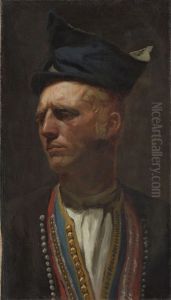 Portrait of a Farmer from Setesdal. Study for Fight in an old Farm House. Portrait of a Farmer from Setesdal. Study for Fight in an old Farm House.