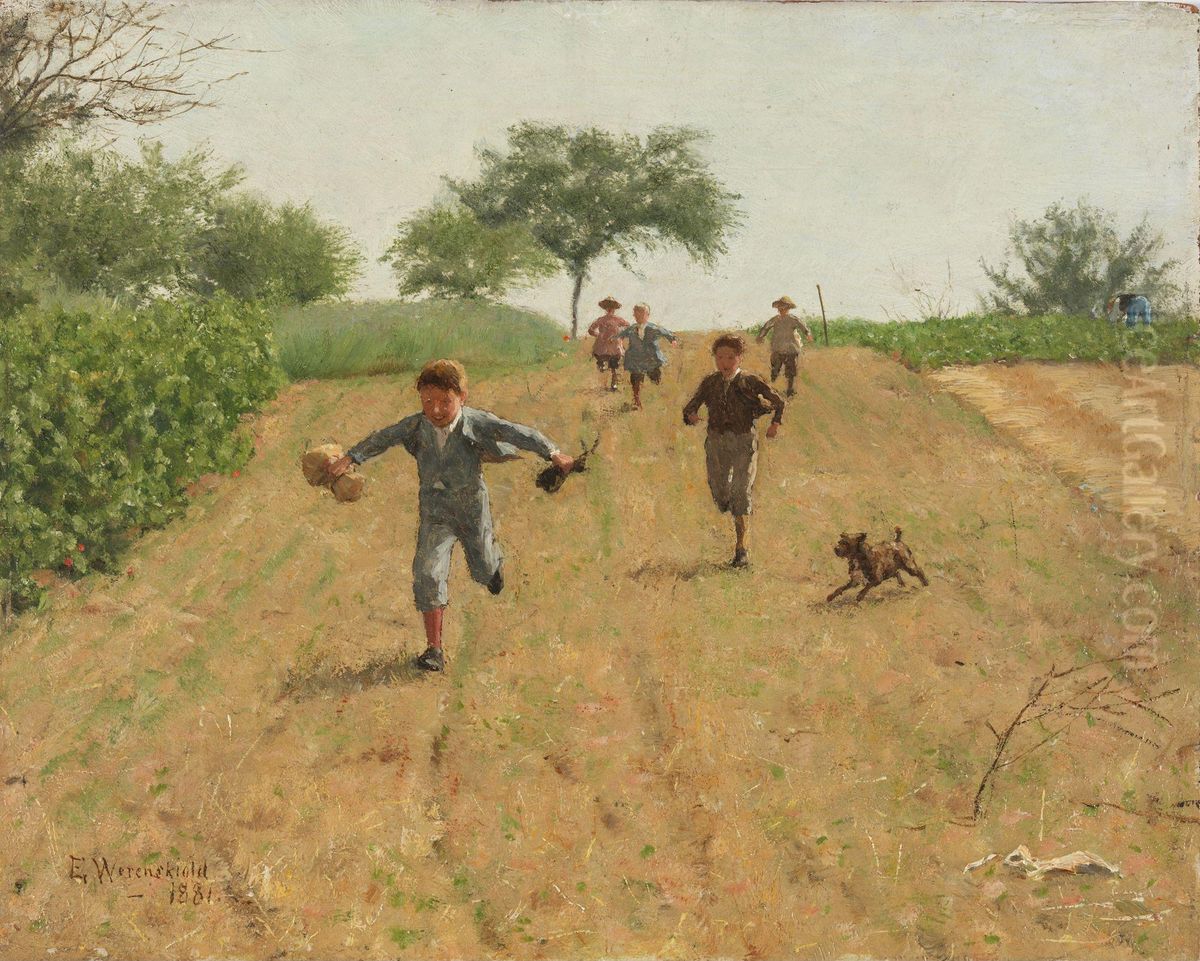 Skylarking Oil Painting by Erik Werenskiold