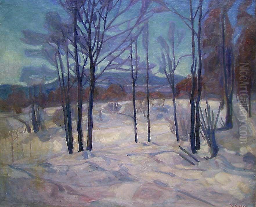 Winter Oil Painting by Thorvald Erichsen