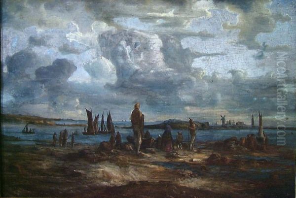 Spring Herring Fisheries Oil Painting by Lars Hertervig