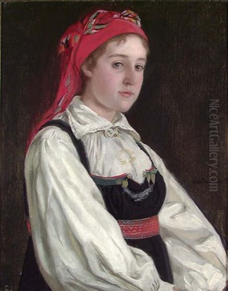 Portrait of Wilhelmine Seippel Oil Painting by Olaf Isaachsen