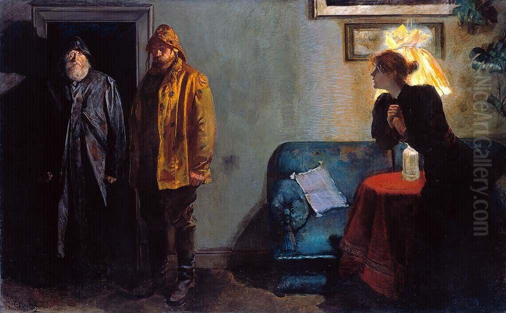 Eye-Witnesses Oil Painting by Christian Krohg