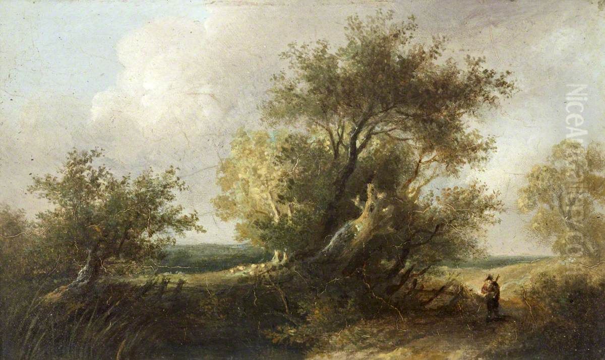 A Country Lane Oil Painting by Edward Charles Williams