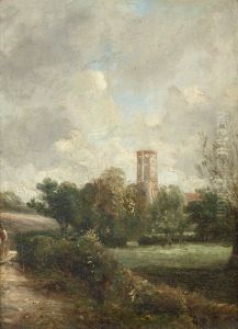 An East Anglian Landscape with a Church Tower