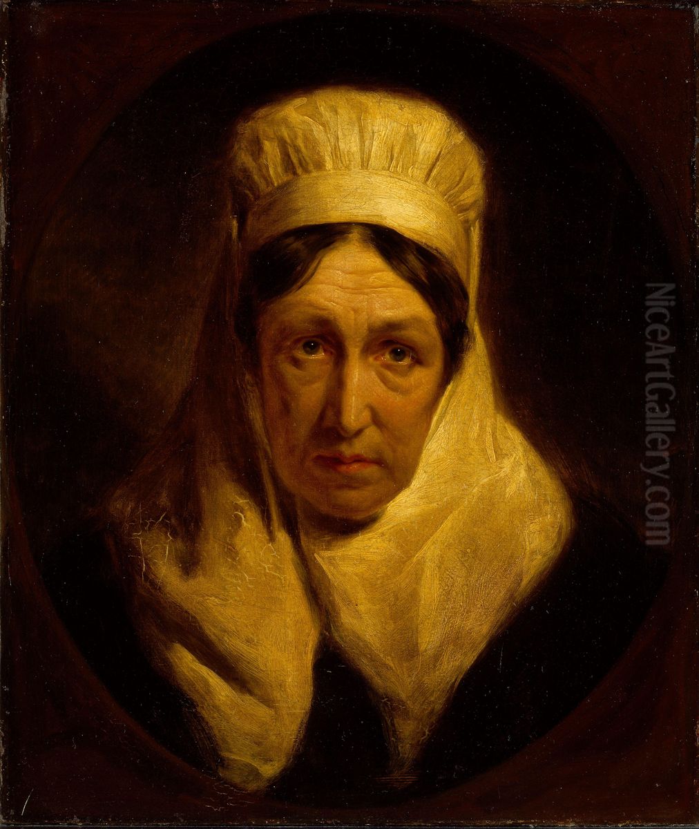 Old French Woman Oil Painting by George Lance