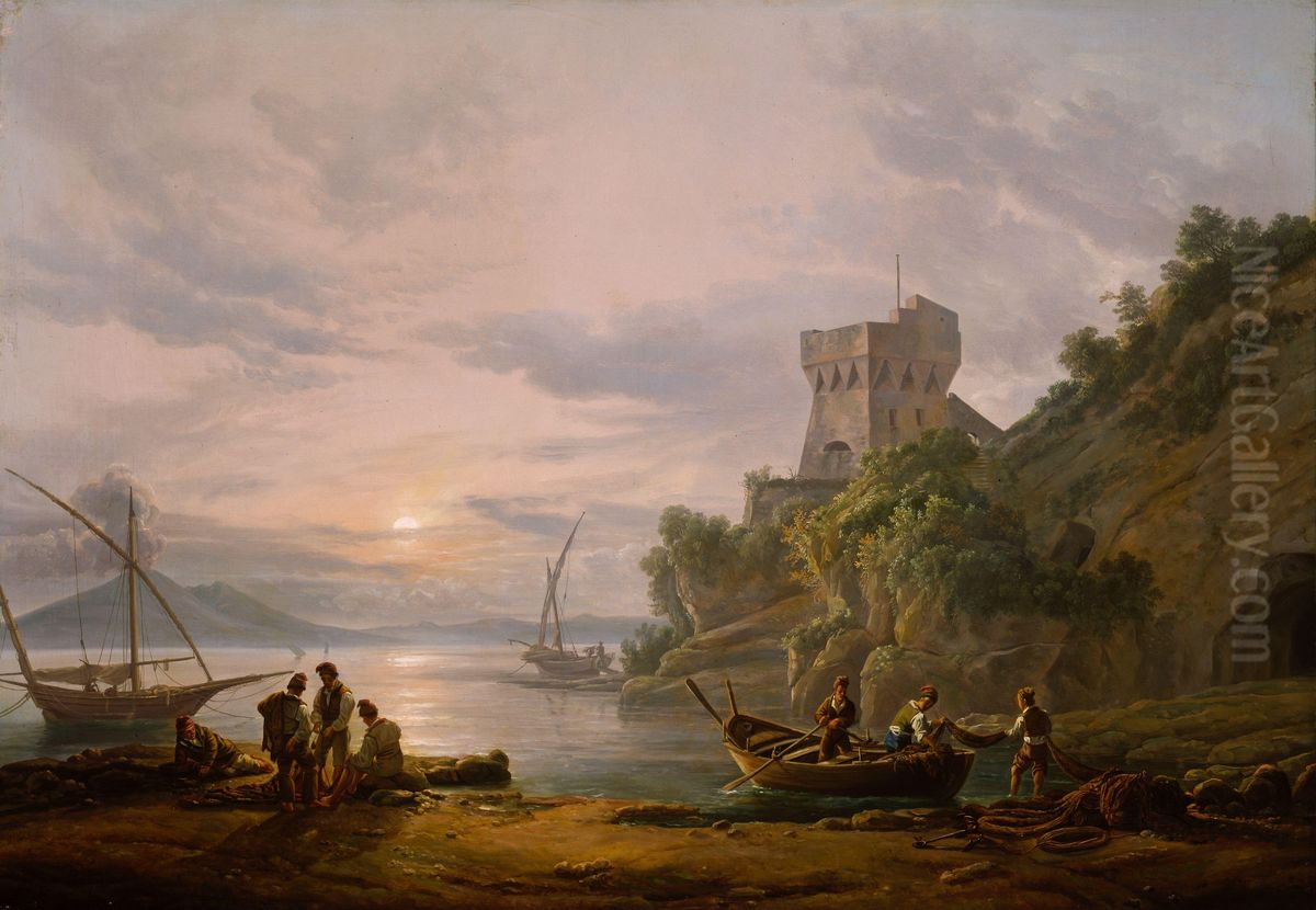 Coast near Castellammare. Copy after J.C. Dahl Oil Painting by Johan Wilhelm Ludwig Dahl